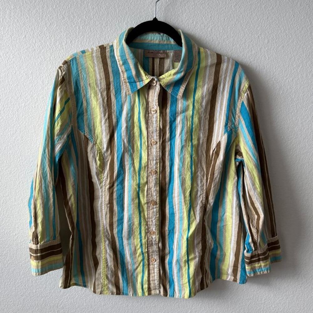 Colorful striped button up shirt